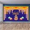 Happy Diwali Banner Indian Traditional Cloth 5x8 Feet Backdrop Indian Diwali Decor Pooja Wall Decor Indian Wall Art Photo Decor Banner Decorative Pooja Cloth Diwali Celebration